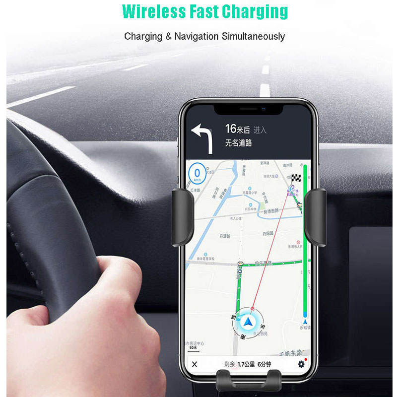 Auto Handyhalter Einhandbedienung + kabelloses Ladegerät für iPhone für Samsung und Android