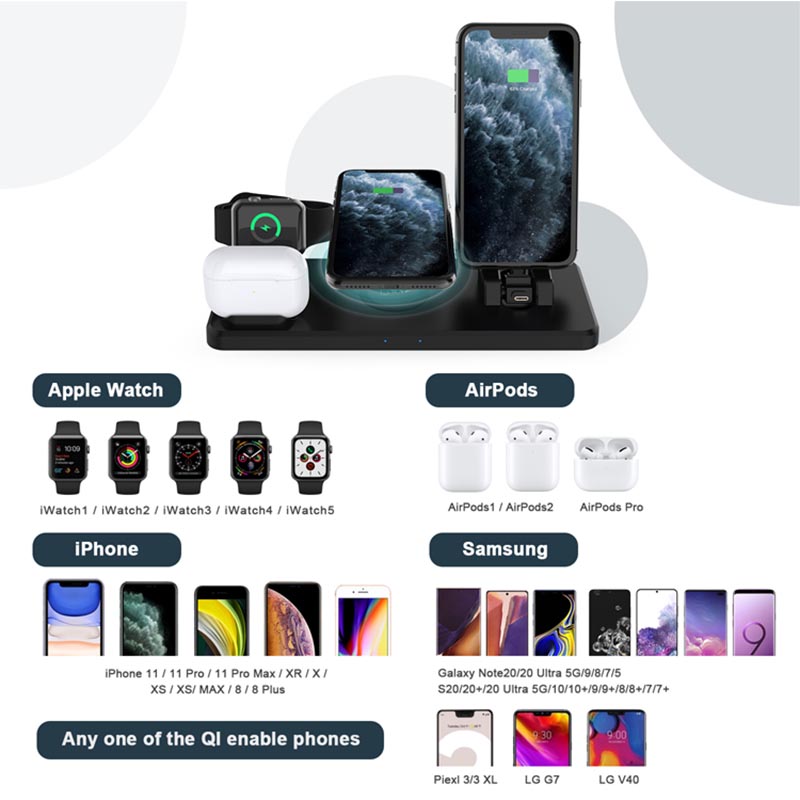 4 in 1 Charging Station for all your device (iPhone/Android/iWatch/AirPods) - White