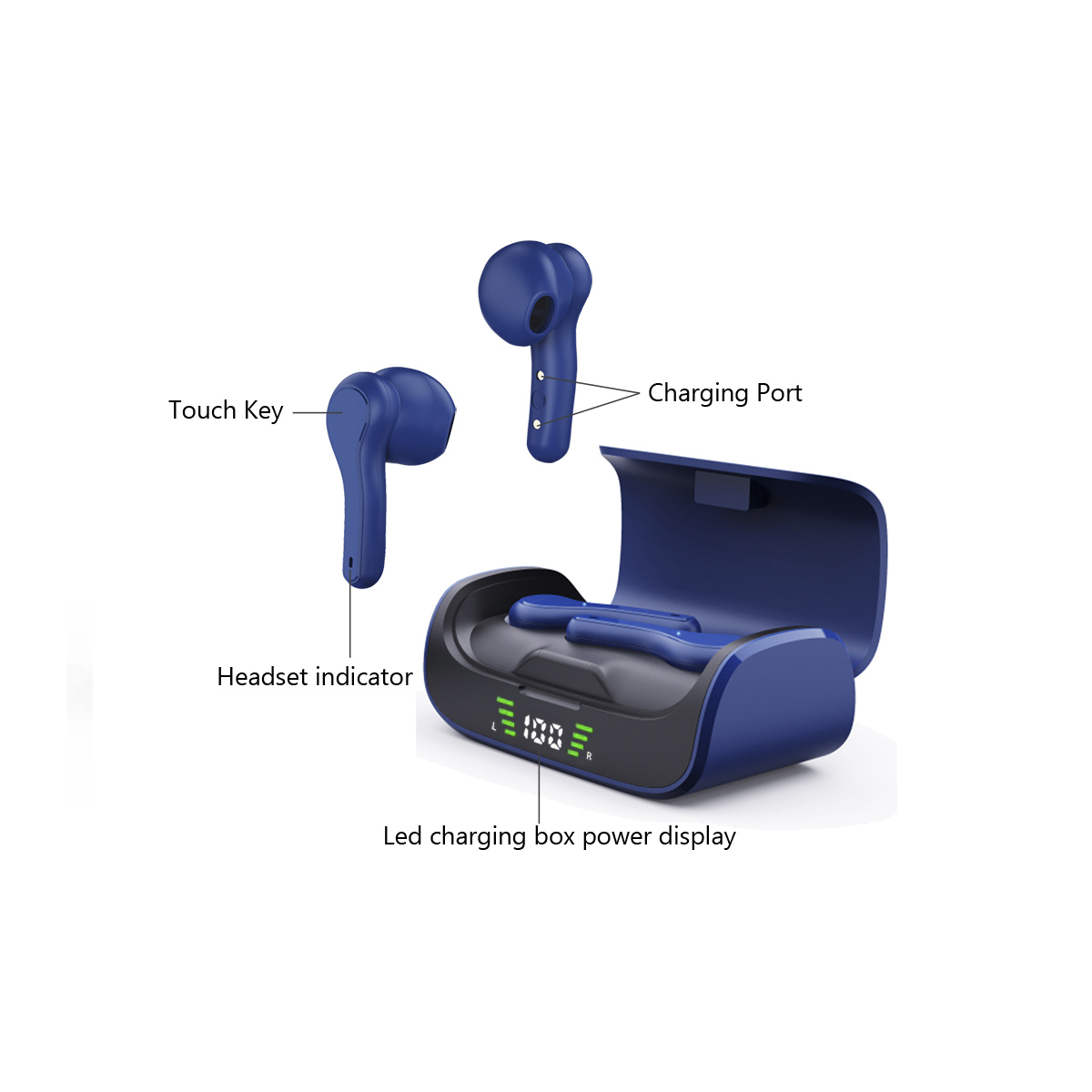 Bluetooth 5.0 In-Ear Sports Headphone - waterproof earbuds with microphone and touch controls - Black