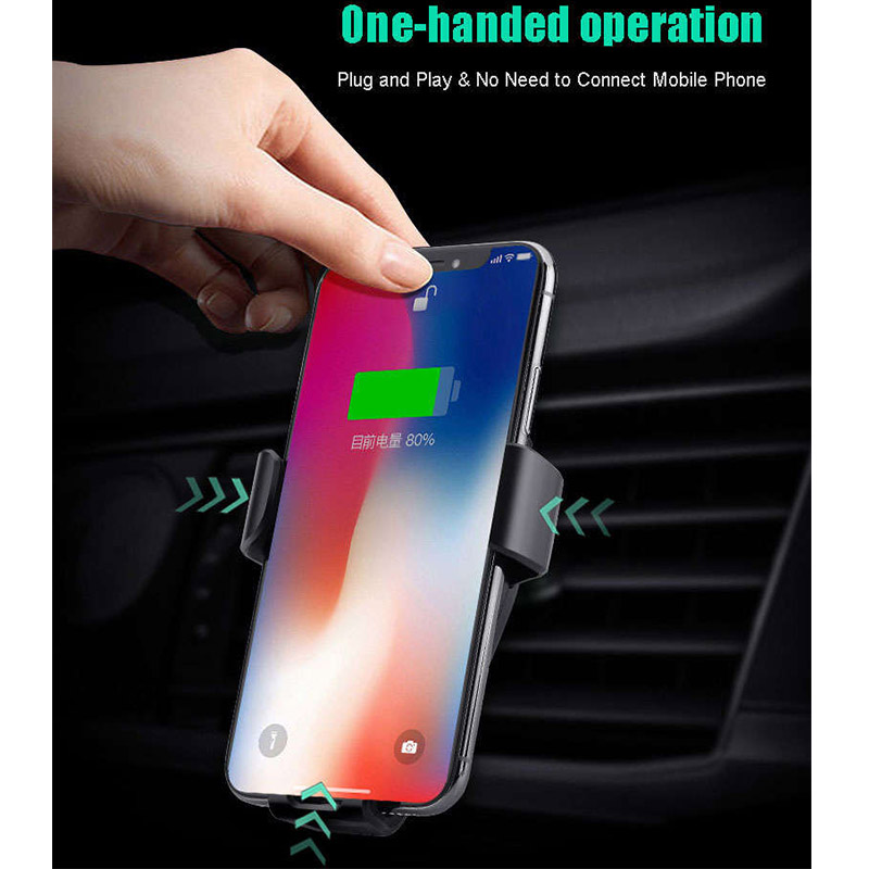 Auto Handyhalter Einhandbedienung + kabelloses Ladegerät für iPhone für Samsung und Android