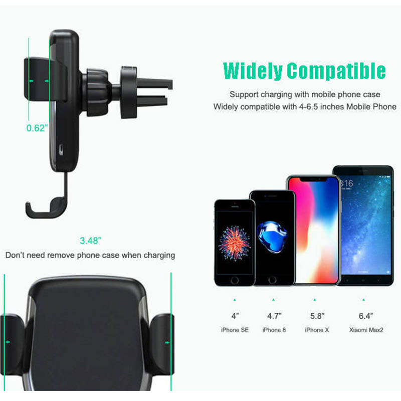Auto Handyhalter Einhandbedienung + kabelloses Ladegerät für iPhone für Samsung und Android