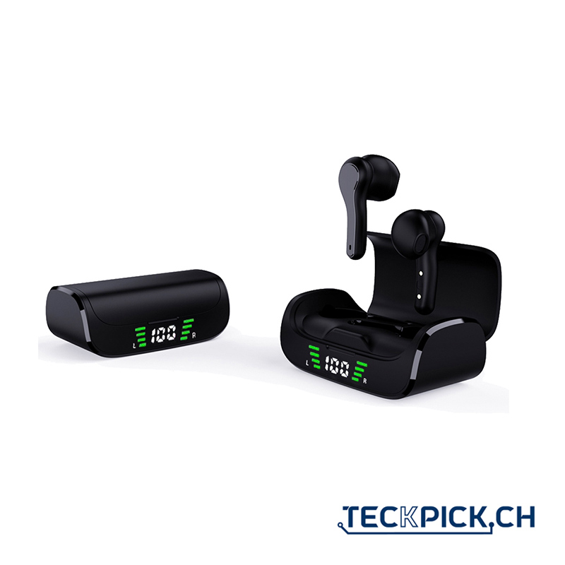 Bluetooth 5.0 In-Ear Sports Headphone - waterproof earbuds with microphone and touch controls - Black