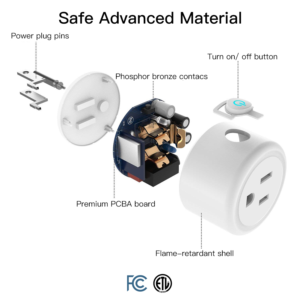 WiFi Smart socket power plug - APP remote - voice control - compatible with Alexa and Google Assistant